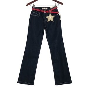 Vanilla Star Dark Wash Belted Bootcut Jeans Girls Size 10 NWT Academia Casual
